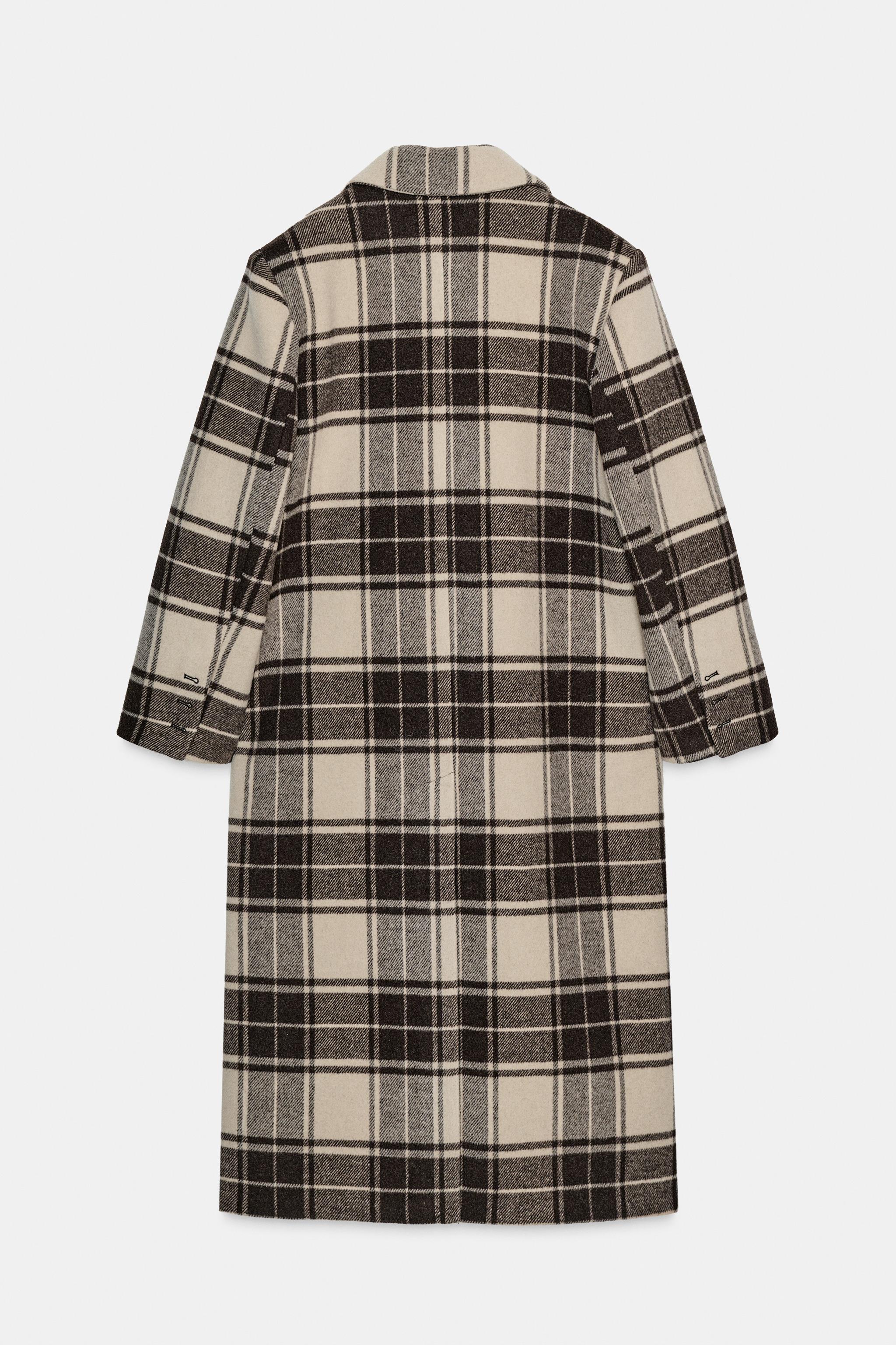 EXTRA LONG PLAID WOOL COAT